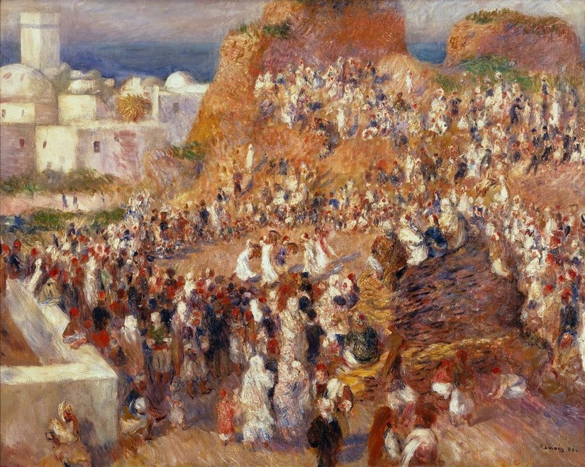 Pierre-Auguste Renoir, La Mosquée, fête arabe (Feste,Islam,Moschee,Religion,Völkerkunde,Volksfest,Impressionismus,Französische Kunst,Menschenmenge,Land Und Leute)