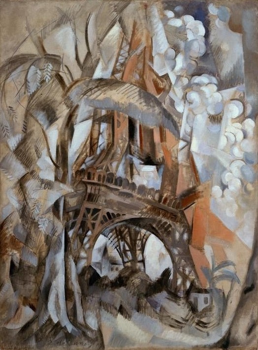 Robert Delaunay, Eiffelturm mit Bäumen (Architektur,Botanik,Kubismus,Baum,Architekturdarstellung,Französische Kunst,Wahrzeichen)