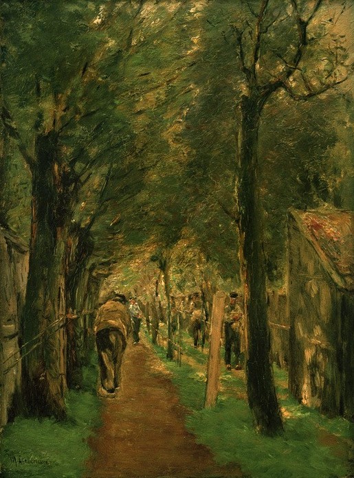 Max Liebermann, Seilerbahn in Katwijk (Allee,Deutsche Kunst,Handwerk Und Gewerbe,Kunst,Landschaft,Mann,Mensch,Seiler,Volkskunde,Impressionismus,Baum,Seil,Handwerker,Seilerbahn,Männerleben,Land Und Leute,Handwerk,Signatur,Gewerbe)