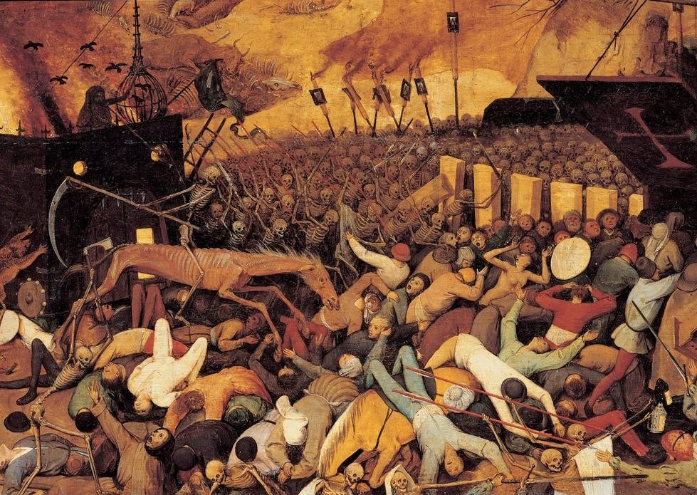 Pieter Brueghel der Ältere, Triumph des Todes (Flämische Kunst,Krieg,Leiche,Medizin,Mensch,Tod,Totentanz,Skelett,Renaissance,Panik,Allegorie,Knochenmann,Katastrophe,Vanitas,Triumph,Phantastische Kunst,Apokalypse,Niederländische Kunst,Epidemie,Weltuntergang,Kampf,Totenreich,Schnitter (Tod),Ausschnitt)
