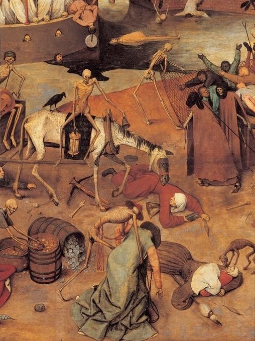 Pieter Brueghel der Ältere, Triumph des Todes (Flämische Kunst,Kardinal,Leiche,Medizin,Mensch,Mutter Und Kind,Tod,Totentanz,Reiter,Skelett,Renaissance,Allegorie,Knochenmann,Katastrophe,Vanitas,Triumph,Phantastische Kunst,Apokalypse,Niederländische Kunst,Epidemie,Weltuntergang,Kampf,Sterben,Totenreich,)