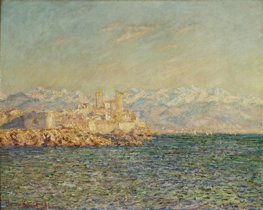 Claude Monet, Antibes, effet d’aprèsmidi (Festung,Fort,Gebirge,Geographie,Küste,Kunst,Landschaft,Meer,Impressionismus,Vedute,Französische Kunst,Topographie)