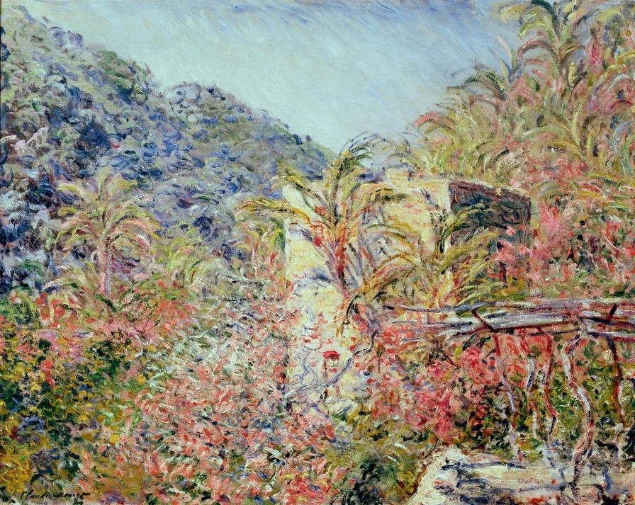 Claude Monet, Vallée de Sasso, effet de soleil (Botanik,Landschaft,Palme,Impressionismus,Tal,Französische Kunst,Bergdorf,Süden)