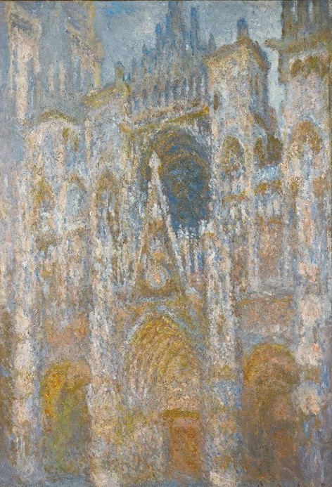 Claude Monet, La cathedrale de Rouen. Le portail, soleil matinal. Harmoni (Architektur,Geographie,Kirche,Meteorologie,Wetter,Sonne,Tageszeiten,Morgen,Impressionismus,Fassade,Portal,Architekturdarstellung,Französische Kunst,Licht,Sonnenlicht,Sonnenschein,Jahrhundertwende,Topographie,Kathedrale)