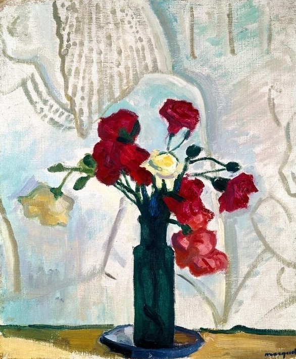 Albert Marquet, Stilleben mit Nelken (Botanik,Impressionismus,Stillleben,Blumenstrauss,Vase,Nelke,Französische Kunst,Jahrhundertwende)