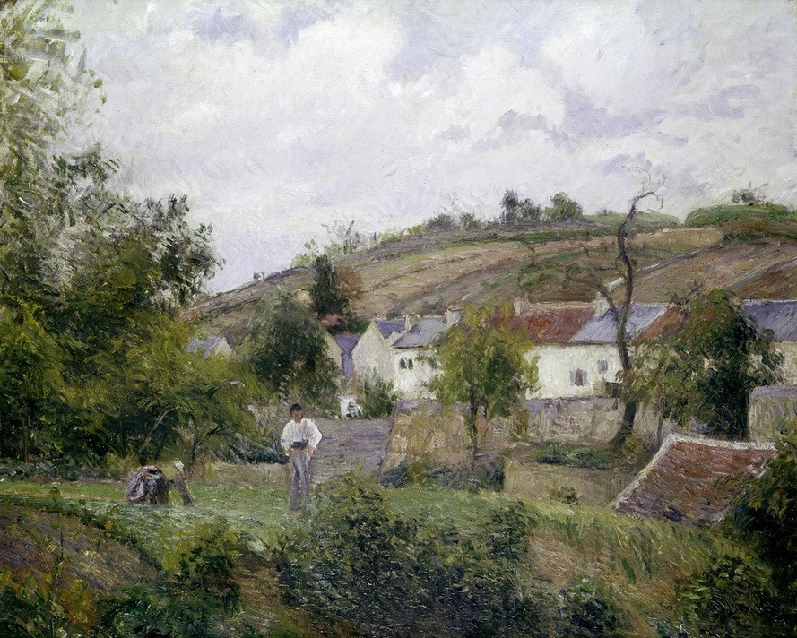 Camille Pissarro, Dorf bei Pontoise (Dorf,Landschaft,Impressionismus,Wiese,Schule Von Barbizon,Französische Kunst)