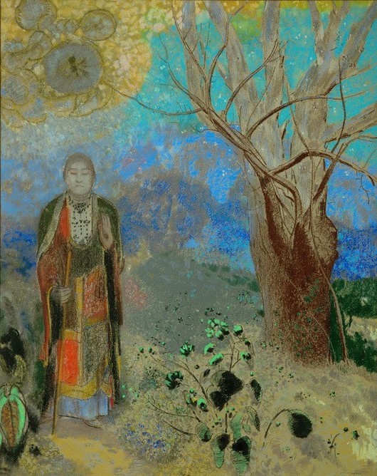 Odilon Redon, Der Buddha (Buddhismus,Kunst,Landschaft,Religion,Symbolismus,Portrait,Baum,Religionsstifter,Pilger,Fussreise,Französische Kunst,Kleidung (Allgemein),Jahrhundertwende,Ganzfigurig)