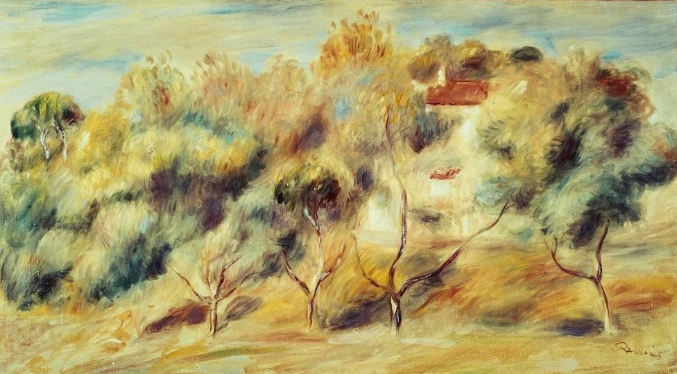 Pierre-Auguste Renoir, Cagnes (Botanik,Landschaft,Impressionismus,Baum,Künstlerhaus (Wohnhaus),Französische Kunst,Olivenbaum,Jahrhundertwende)