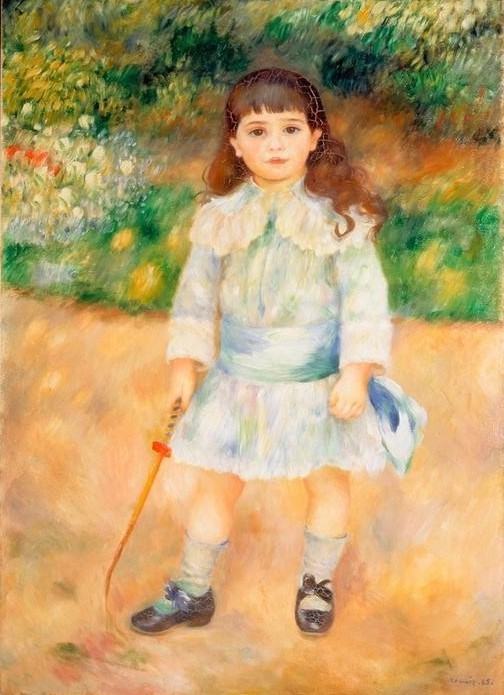 Pierre-Auguste Renoir, Knabe mit kleiner Peitsche (Kindermode,Kinderspiel,Kind,Maler (Künstler),Schuhe (Schuh),Spielzeug,Impressionismus,Peitsche,Portrait,Bürgertum,Französische Kunst,Kleid,Knabe,Kinderleben,Langes Haar,Kniestrümpfe,Ganzfigurig,Grossbürgertum)
