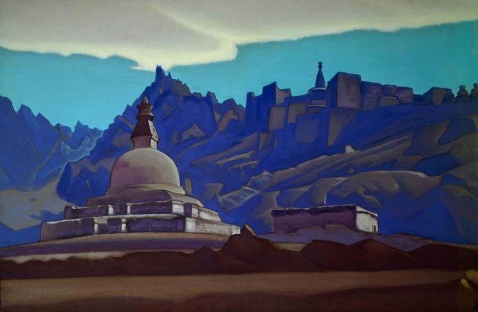 Nikolai Konstantinowitsch Roerich, Grabbauten. Ladakh (Geographie,Kunst,Landschaft,Mausoleum,Sowjetische Kunst,Russische Kunst,Architekturdarstellung,Ansicht,Topographie)