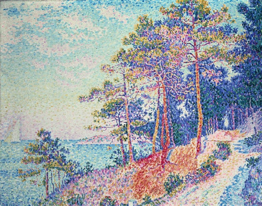 Paul Signac, Saint Tropez, Der Zollpfad (Küste,Landschaft,Pointillismus,Weg,Französische Kunst,Zollpfad,Jahrhundertwende)
