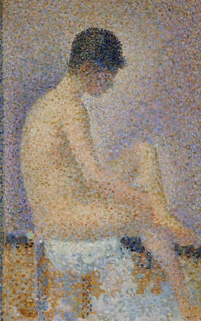 Georges Seurat, Poseuse assise, de profil (Frau,Mädchen,Modell,Akt,Pointillismus,Portrait,Französische Kunst,Profil,Kopf,Sitzen,Ganzfigurig)
