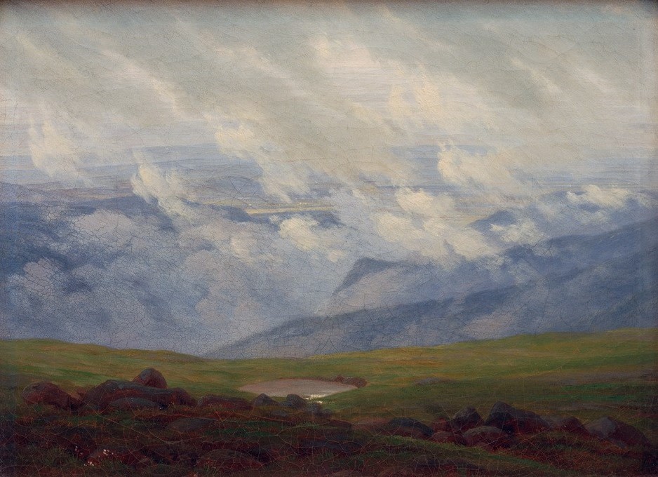 Caspar David Friedrich, Ziehende Wolken (Deutsche Kunst,Gebirge,Kunst,Landschaft,Meteorologie,Wetter,Wolke,Romantik)