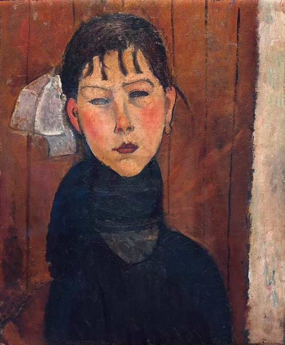 Amedeo Modigliani,  Marie (Marie, Mädchen aus dem Volk) (Frau,Künstler,Kunst,Maler (Künstler),Mensch,Portrait,Italienische Kunst,Farbe)