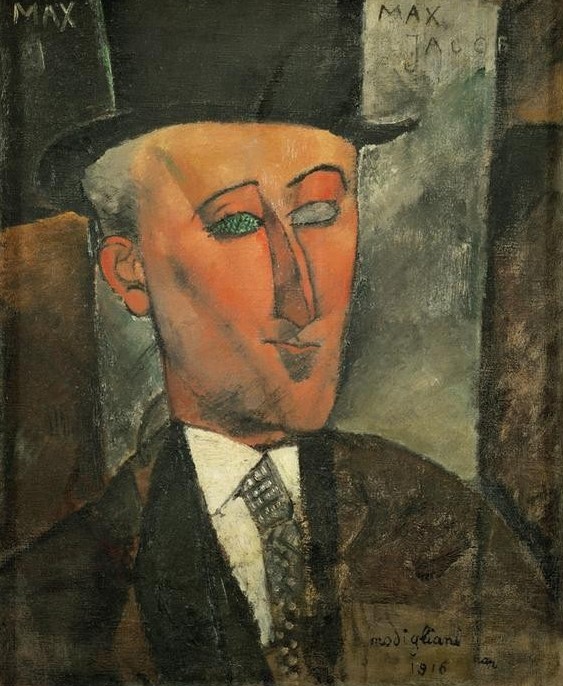 Amedeo Modigliani, Max Jacob (Kunstkritiker,Herrenmode,Dichter,Künstler,Literatur,Maler (Künstler),Mann,Schriftsteller,Zylinder (Hut),Portrait,Expressionismus,Italienische Kunst,Ecole De Paris,Mehrfachbegabung,Gentleman)