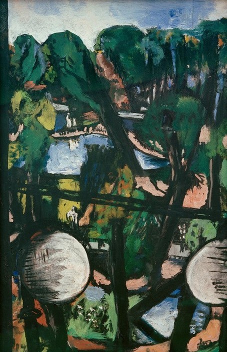 Max Beckmann, Blick auf den Tiergarten mit weißen Kugeln (Parkbild) (Kunst,Orte und Reise,Natur)