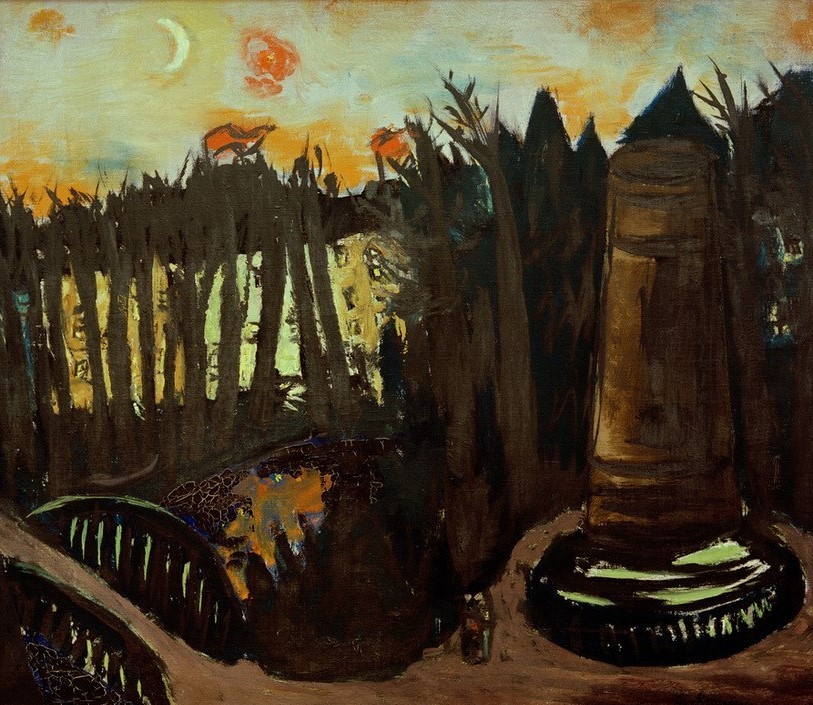 Max Beckmann, Tiergarten bei Nacht mit rotem Himmel (Kunst,Orte und Reise,Natur)