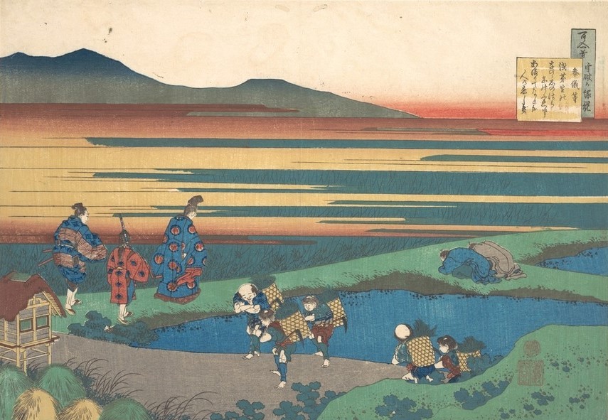 Katsushika Hokusai, Poem by Sangi Hitoshi 