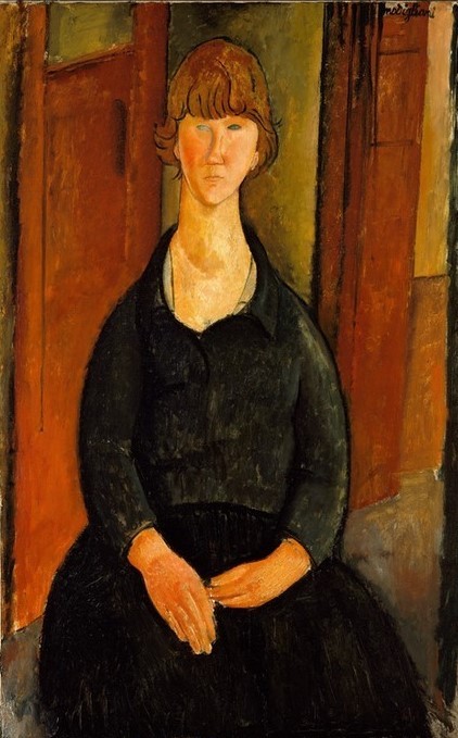 Amedeo Modigliani, Blumenhändlerin (Frau,Tür,Portrait,Blumenverkäuferin)