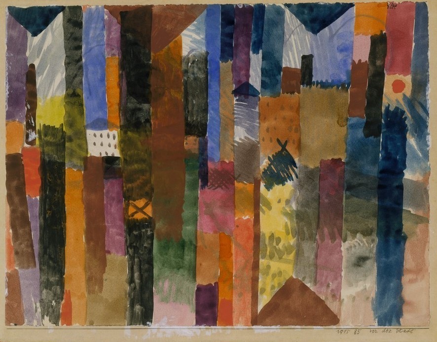 Paul Klee, Vor der Stadt (Haus,Stadtansicht,Farben,Formen,Muster)