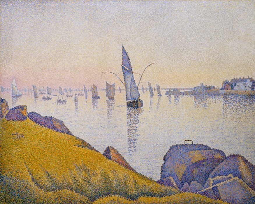 Paul Signac, Abendruhe, Concarneau, Opus 220 (Allegro Maestoso) (Abend,Segelboot,Pointillismus,Stille)