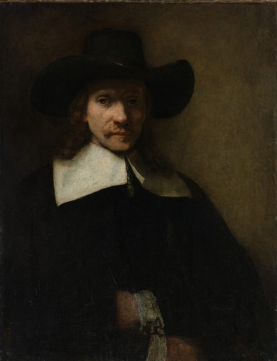 Rembrandt Harmenszoon van Rijn, Porträt eines Mannes (Mann,Hut,Portrait,Kragen)