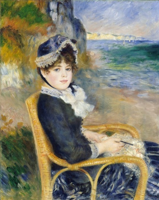 Pierre-Auguste Renoir, An der Meeresküste (Frau,Meer,Portrait,Klippe)