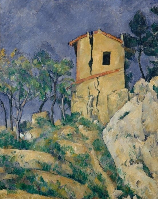 Paul Cézanne, Das Haus mit den gerissenen Wänden (Haus,Landschaft,Ruine,Baum,Felsen,Wand)