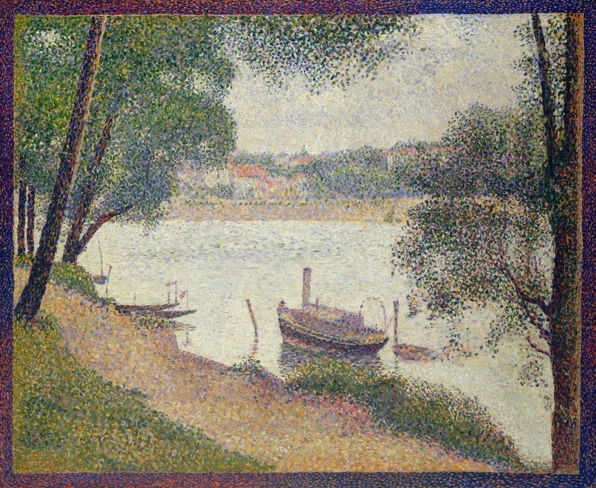 Georges Seurat, Graues Wetter, Grande Jatte (Boot,Landschaft,Weg)