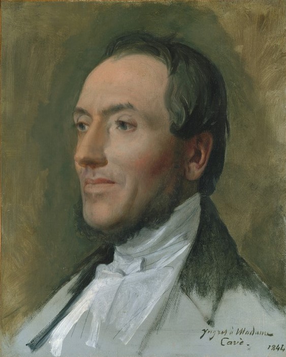 JEAN-AUGUSTE-DOMINIQUE INGRES, Edmond Cavé (Portrait, Schriftsteller, Journalist, Mann, Halbprofil, Neoklassizismus, Malerei, Klassiker, Wohnzimmer,  Wunschgröße)