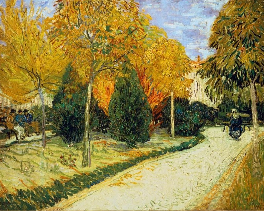 Vincent van Gogh, Weg im Park von Arles (Garten Und Park,Herbst,Jahreszeiten,Landschaft,Monat,Oktober,Park,Impressionismus,Weg,Niederländische Kunst)