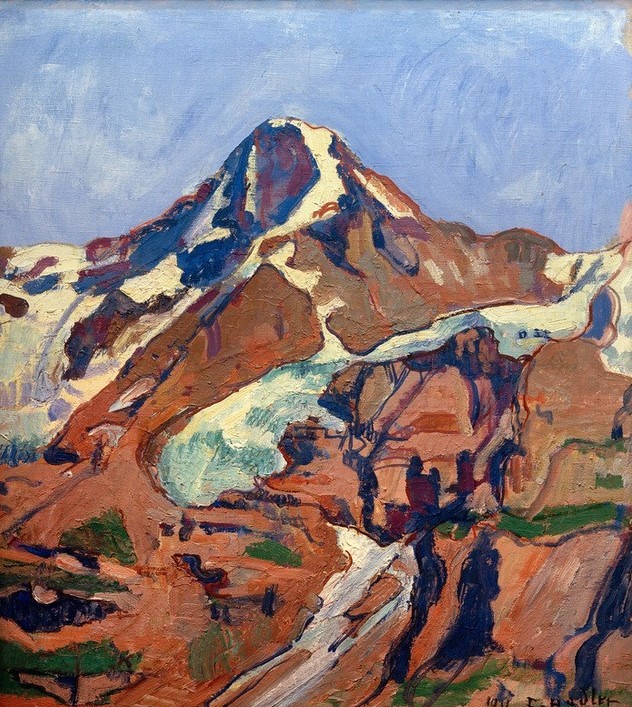 Ferdinand Hodler, Der Mönch, 1911 (Gebirge,Geographie,Jugendstil,Kunst,Landschaft,Schweizerische Kunst,Ansicht,Berg,Topographie,Signatur)