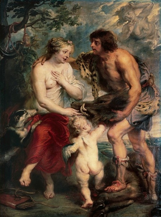 Peter Paul Rubens, Meleager und Atalante (Flämische Kunst,Jäger,Jagd,Liebespaar,Mythologie,Wildschwein,Schönheit,Barock,Hund,Jagdhund,Niederländische Kunst,Griechisch-Römische Mythologie)