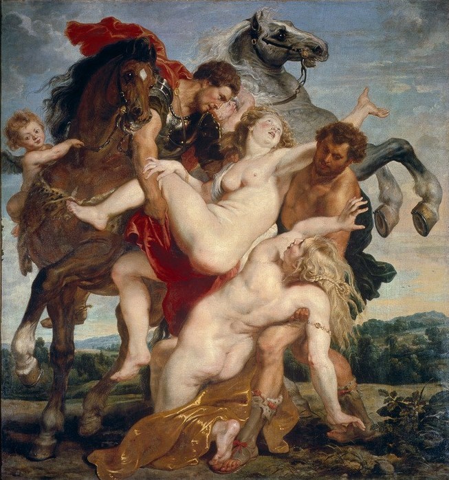 Peter Paul Rubens, Raub der Töchter des Leukippos (Mythologie,Entführung,Schönheit,Barock,Zwillinge (Geschwister),Niederländische Kunst,Hufeisen,Raub)
