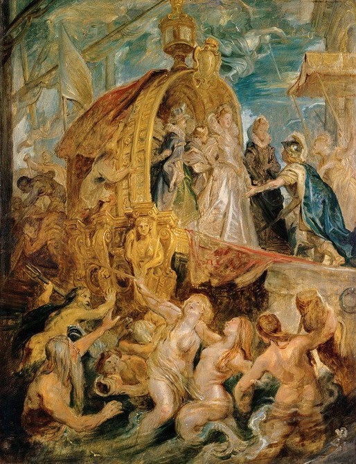 Peter Paul Rubens, Die Landung der Maria von Medici in Marseille (Flämische Kunst,Geschichte,Seereise,Szene,Barock,Reise,Landung (Schiffahrt),Ankunft,Niederländische Kunst,Person)