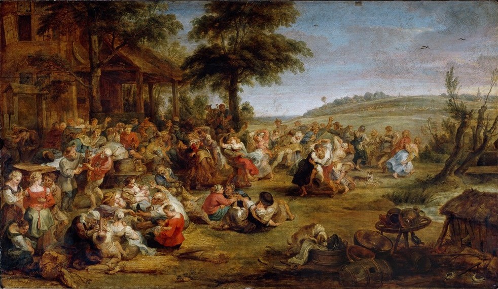 Peter Paul Rubens, Flandrische Kirmes (Alkohol,Essen Und Trinken,Flämische Kunst,Landschaft,Volksfest,Volkskunde,Barock,Landleben,Ausgelassenheit,Landbevölkerung,Land Und Leute,Kirmes)