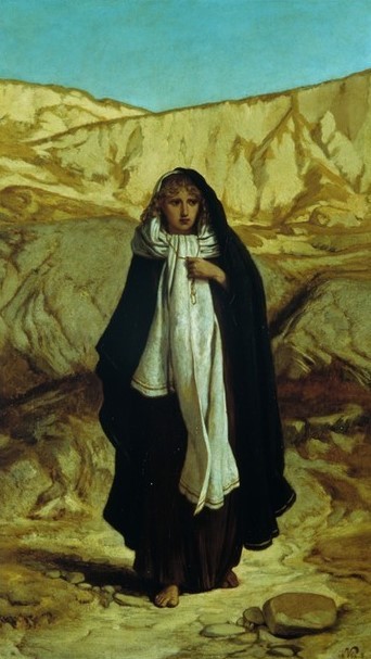 Elihu Vedder, Der verlorene Verstand  (junge Frau, Umhang, Tunika, Tuch, Felsen, Einsamkeit, verloren, Symolismus, Klassische Moderne, Wohnzimmer)