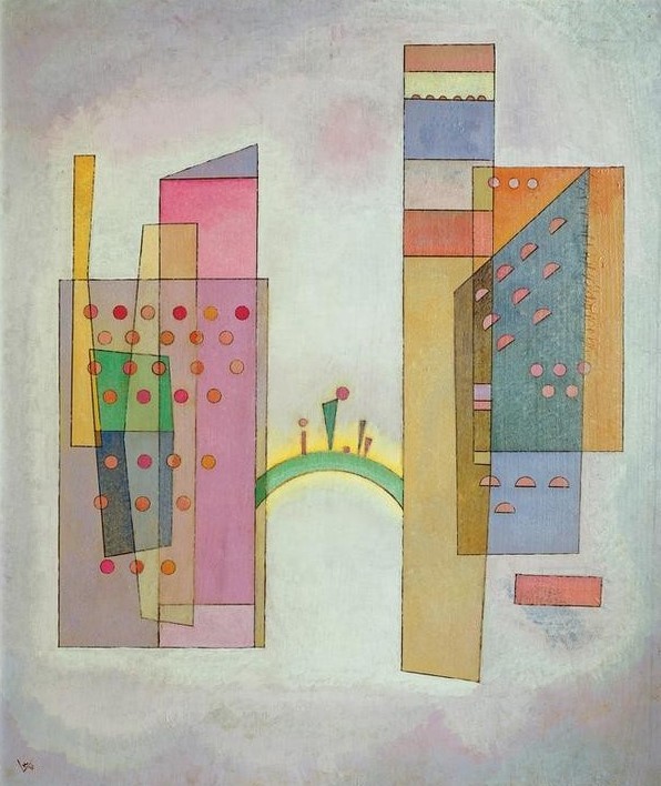 Wassily Kandinsky, Die Brücke (Bauhaus,Brücke,Der Blaue Reiter,Russische Kunst,Architekturdarstellung)
