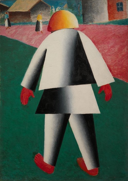 Kasimir Malewitsch, Junge (Dorfkind,Dorf,Kind,Kunst,Mensch,Sowjetische Kunst,Volkskunde,Portrait,Russische Kunst,Rückenfigur,Knabe,Barfuss,Suprematismus,Ukrainische Kunst,Ganzfigurig,Land Und Leute)