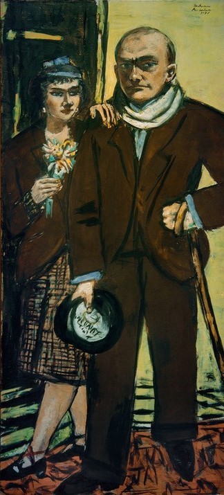 Max Beckmann, Doppelbildnis, Max Beckmann und Quappi (Künstler, Ehepaar, Paar, bildnis, Portrait, Ganzkörperportrait, Expressionismus, Mensch und Gesellschaft, Wunschgröße, Wohnzimmer, bunt)