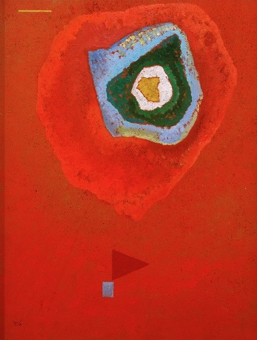 Wassily Kandinsky, Kühle Verdichtung (Bauhaus,Geometrie,Kunst,Expressionismus,Geometrisch,Der Blaue Reiter,Abstrakte Kunst,Geschenk,Russische Kunst,Dreieck,Abstraktion,Rot,Neue Kuenstlervereinigung Muenchen,Viereck,Form,Farbigkeit,Signatur,Farbe)