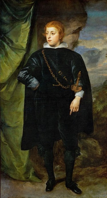 Anthonis van Dyck, Karl Ludwig von der Pfalz Kurfürst  (Degen,Flämische Kunst,Geschichte,Kindermode,Krieg,Reformation,Waffe,Dreissigjähriger Krieg,Barock,Portrait,Knabe,Kinderbildnis,Schwarz,Person)