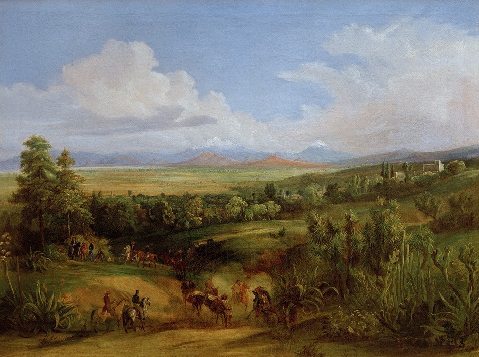 Johann Moritz Rugendas, Galapa, Pico de Oruzaba und Cofre de Perote (Landschaftsmalerei, Landschaft, Idylle, Amerika, Reiter, Klassiker, Wunschgröße, Wohnzimmer)