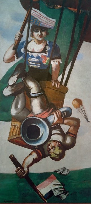 Max Beckmann, Luftakrobaten (Akrobaten, Ballon, Mensch und Gesellschaft, Surrealismus, Klassische Moderne, Malerei, Wohnzimmer, Treppenhaus, Wunschgröße, bunt)