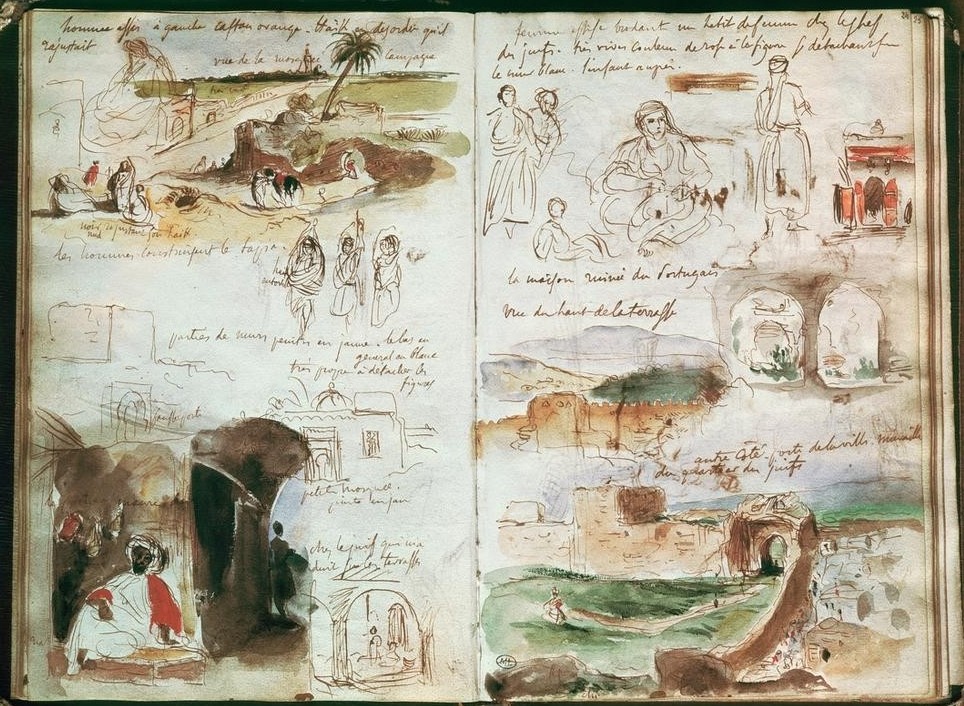 Eugene Delacroix, Skizzenheft der Reise nach Marokko (Landschaft,Völkerkunde,Orientalismus,Französische Kunst,Skizzenblatt,Skizzenbuch,Land Und Leute)