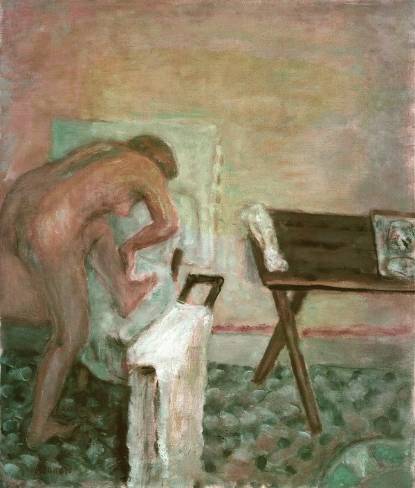 Pierre Bonnard, Petit nu penchè (Frau,Kunst,Impressionismus,Akt,Rückenakt,Französische Kunst,Nabis,Bücken)