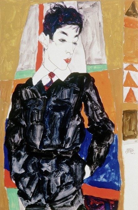 Egon Schiele, Erich Lederer vor einem Fenster (Jugendstil,Portrait)