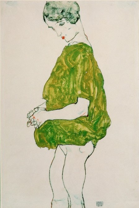 Egon Schiele, Stehende Frau mit gefalteten Händen (Jugendstil,Portrait)
