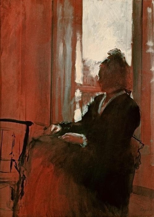 Edgar Degas, Femme à la fenêtre (Fenster,Frau,Kunst,Mensch,Impressionismus,Portrait,Französische Kunst,Sitzen)