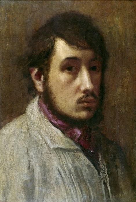 Edgar Degas, Portrait d’homme (Künstler,Kunst,Maler (Künstler),Mann,Mensch,Impressionismus,Bart,Halstuch,Portrait,Französische Kunst,Blick Aus Dem Bild,Malerkittel,Junger Mann)